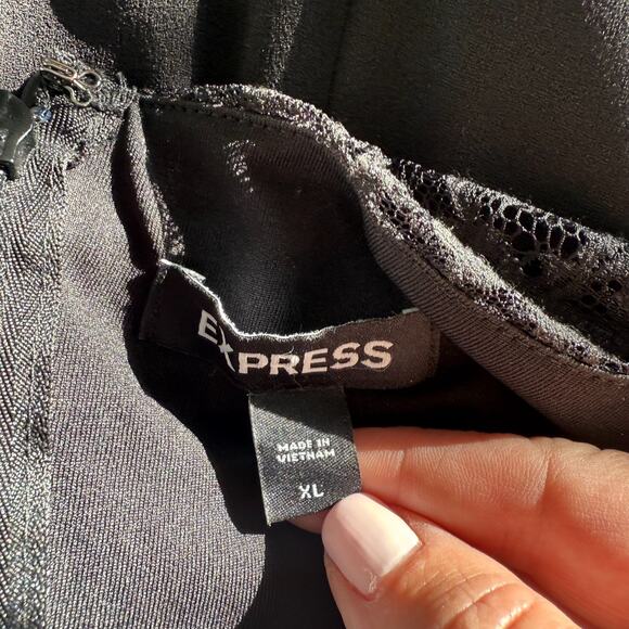 Express Womens Lace Bodice Cami Jumpsuit V-Neck Sleeveless Black Size XL - Picture 6 of 8